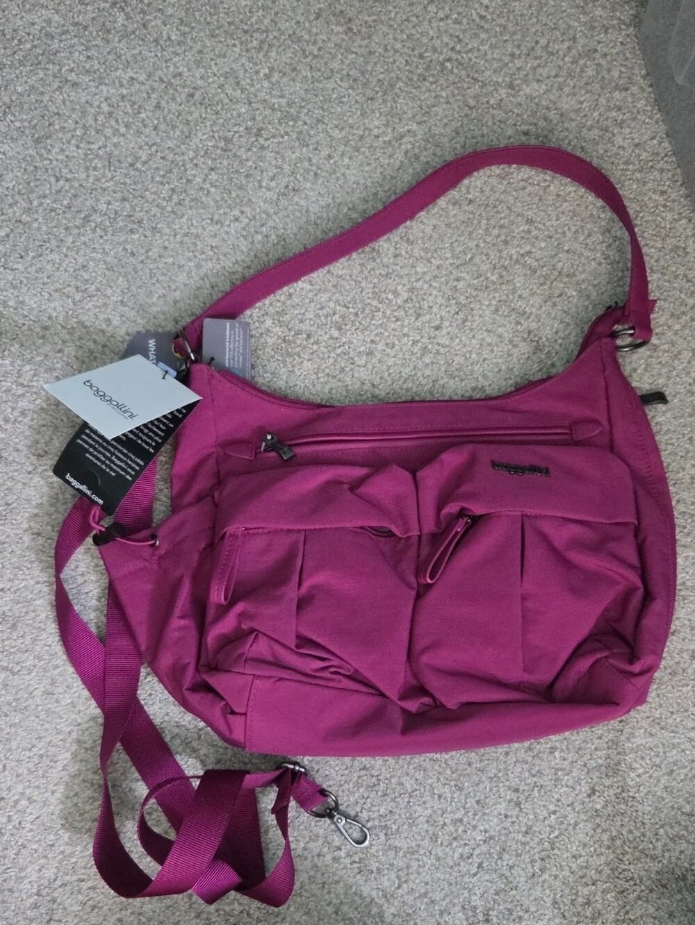 Baggallini Fuchsia Convertible Crossbody Shoulder Bag